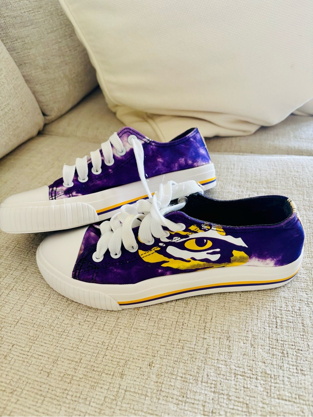 Purple & Yellow Women’s Low-Top Sneakers